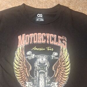 Black Motorcycle Graphic Crop Top